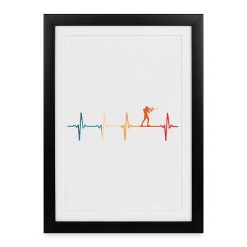 Biathlon rythme cardiaque biathlète ski - Affiche encadrée (27 × 37 cm) - noir - Devant