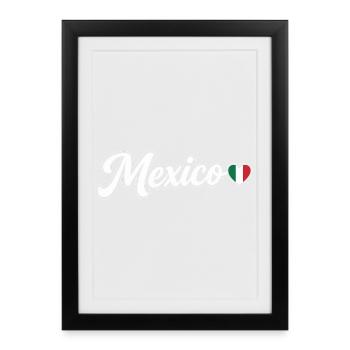 Scénario du Mexique avec un cœur de drapeau Patriotique - Affiche encadrée (27 × 37 cm) - noir - Devant