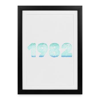 Grunge Naissance 1982 - Affiche encadrée (27 × 37 cm) - noir - Devant