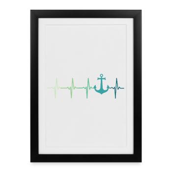 Ankerherzschlag Marinekapitänsboot - Gerahmtes Poster (27 × 37 cm) - Schwarz - Vorne