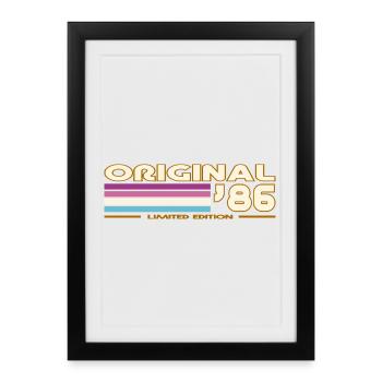 Retro 1986 Vintage 80s Stripes - Framed poster (27 × 37 cm) - black - Front