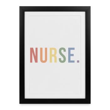 INFIRMIÈRE Typographie arc-en-ciel douce Conception de la Fierté LGBTQ - Affiche encadrée (27 × 37 cm) - noir - Devant