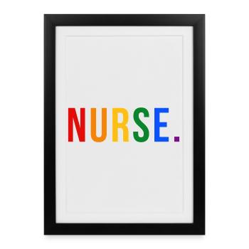INFIRMIÈRE Typographie arc-en-ciel Design de la Fierté LGBTQ - Affiche encadrée (27 × 37 cm) - noir - Devant