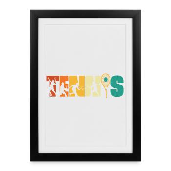 Retro Tennis Vintage Player Court Style - Framed poster (27 × 37 cm) - black - Front