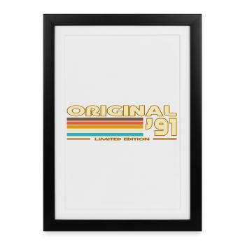 Original 91 Rayures Rétro - Affiche encadrée (27 × 37 cm) - noir - Devant