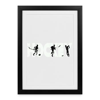 Silhouette vintage de joueur de hockey sur glace - Affiche encadrée (27 × 37 cm) - noir - Devant