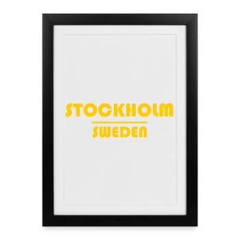 Stockholm Neon Typography - Framed poster (27 × 37 cm) - black - Front
