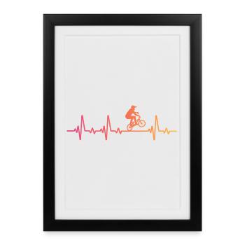 Vélo BMX Sunset Battement de cœur du cycliste BMX - Affiche encadrée (27 × 37 cm) - noir - Devant