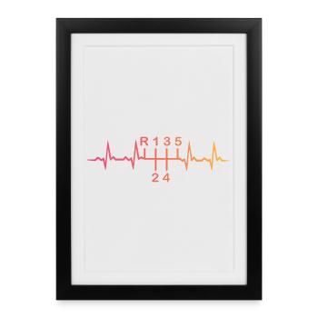 5-speed manual gearbox Sunset Heartbeat - Framed poster (27 × 37 cm) - black - Front