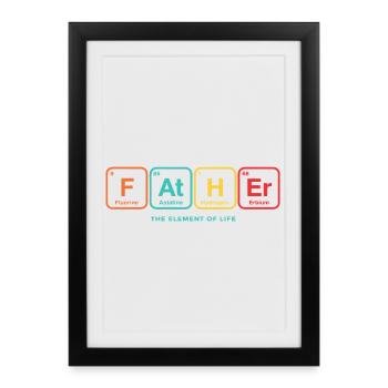 Père Tableau périodique Don de Papa - Affiche encadrée (27 × 37 cm) - noir - Devant