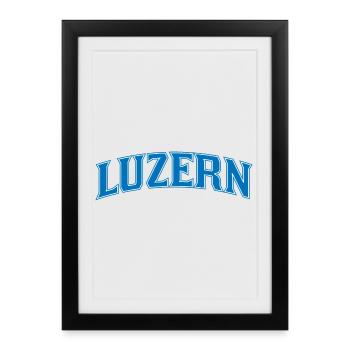 Contour bleu du mot de Lucerne - Affiche encadrée (27 × 37 cm) - noir - Devant