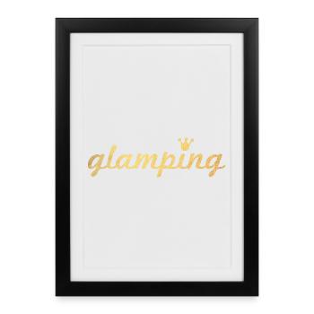 Glamping Camping Luxury Camping Gold Holiday Crown - Framed poster (27 × 37 cm) - black - Front
