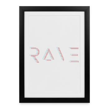 Rave Art design glitchy - raver EDM Techno House - Affiche encadrée (27 × 37 cm) - noir - Devant