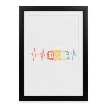 Pulse chiens signe logo rétro vintage battement de coeur - Affiche encadrée (27 × 37 cm) - noir - Devant