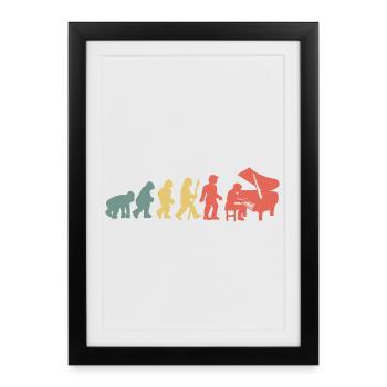 Klavierspieler Pianist Evolution - Gerahmtes Poster (27 × 37 cm) - Schwarz - Vorne
