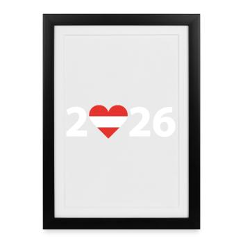 J’aime l’Autriche 2026, vacances en Autriche 2026 - Affiche encadrée (27 × 37 cm) - noir - Devant