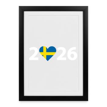 J’aime Suède 2026, Suède 2026 - Affiche encadrée (27 × 37 cm) - noir - Devant