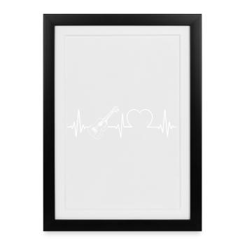 Hawaiian Ukulele Uke Heartbeat - Framed poster (27 × 37 cm) - black - Front