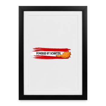 Propulsé par Schnitzel Austria Humour Shirt - Affiche encadrée (27 × 37 cm) - noir - Devant
