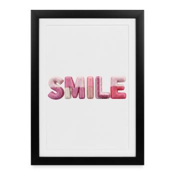 Plush Smile Lettering Patchwork Trend - Framed poster (27 × 37 cm) - black - Front