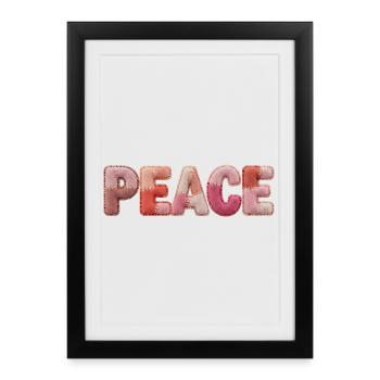 Peace Patchwork Design Shirt for Hippies - Framed poster (27 × 37 cm) - black - Front