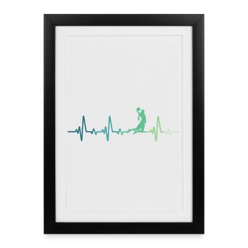 Basketball battement de coeur joueur de Basketball - Affiche encadrée (27 × 37 cm) - noir - Devant