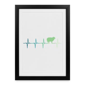 moutons battement de cœur mouton moutons - Affiche encadrée (27 × 37 cm) - noir - Devant