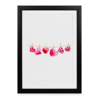 Idée cadeau cadeau de T-shirt en forme d’aquarelle pour corde à linge - Affiche encadrée (27 × 37 cm) - noir - Devant
