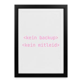 Kein Backup Kein Mitleid IT-Berater Admin - Gerahmtes Poster (27 × 37 cm) - Schwarz - Vorne