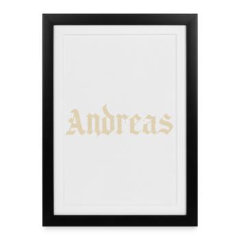 Motif de la police baptismale Andreas Fraktur - Affiche encadrée (27 × 37 cm) - noir - Devant