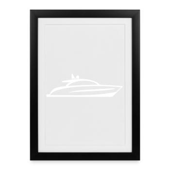 Yacht Silhouette Minimalist Design - Framed poster (27 × 37 cm) - black - Front