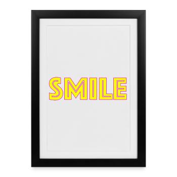 Lettrage Sourire Néon - Affiche encadrée (27 × 37 cm) - noir - Devant