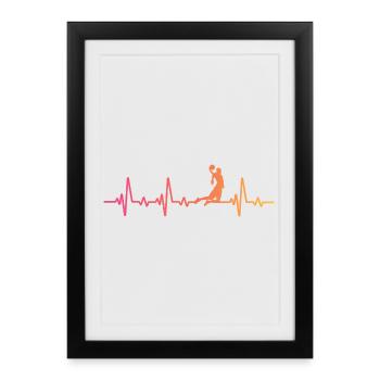 Basketball sunset battement de coeur joueur   - Affiche encadrée (27 × 37 cm) - noir - Devant