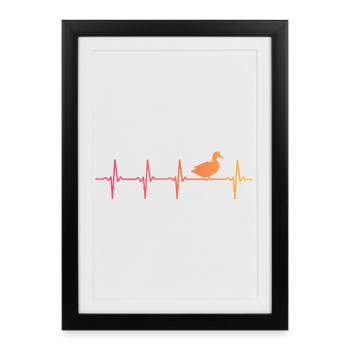 Canard Sunset battement de canards - Affiche encadrée (27 × 37 cm) - noir - Devant