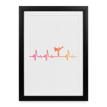 karate sunset heartbeat karate - Framed poster (27 × 37 cm) - black - Front