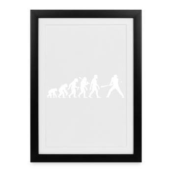 Baseball Evolution Baseball Player Batsman - Framed poster (27 × 37 cm) - black - Front