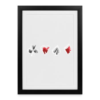 Game Colors Cards Symbol Heart Spades Caro Cross - Framed poster (27 × 37 cm) - black - Front