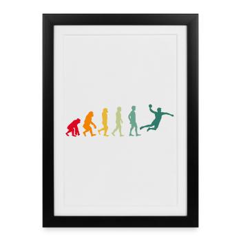 Handball évolution développement joueurs de handball rétro - Affiche encadrée (27 × 37 cm) - noir - Devant