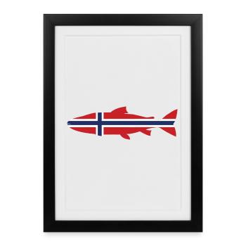 Riez la Norvège pour les pêcheurs qui pêchent dans le fjord - Affiche encadrée (27 × 37 cm) - noir - Devant