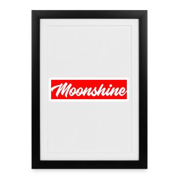 moon shine moonshiner distille schnapps bière d’alcool - Affiche encadrée (27 × 37 cm) - noir - Devant