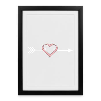 coeur rose coeur rose red arrow hearts Saint-Valentin - Affiche encadrée (27 × 37 cm) - noir - Devant