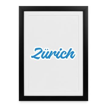 Lettrage Zurich - Affiche encadrée (27 × 37 cm) - noir - Devant
