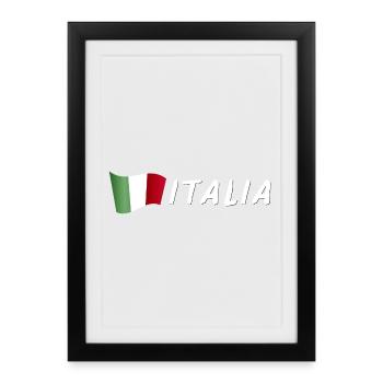 Lettrage ITALIA avec drapeau - Affiche encadrée (27 × 37 cm) - noir - Devant