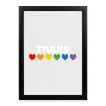 Rainbow heart trans white - Framed poster (27 × 37 cm) - black - Front