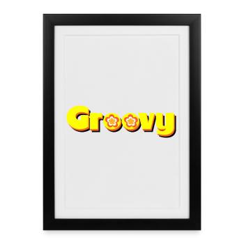 Groovy 70s Flower Blossom - Framed poster (27 × 37 cm) - black - Front