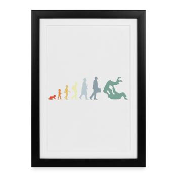 Vintage Judo Evolution - Gerahmtes Poster (27 × 37 cm) - Schwarz - Vorne