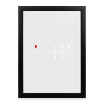 R Pulse ECG Beat Design - Framed poster (27 × 37 cm) - black - Front