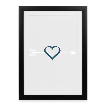 blue heart with arrow Valentine's Day gift - Framed poster (27 × 37 cm) - black - Front