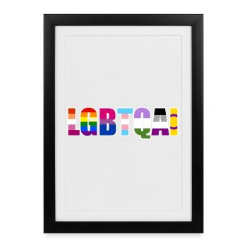 LGBTQIA Rainbow Typography - Framed poster (27 × 37 cm) - black - Front