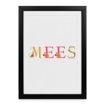 Le nom de MEE décoré de fleurs - Affiche encadrée (27 × 37 cm) - noir - Devant